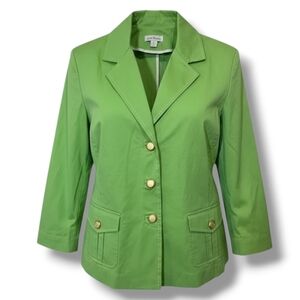 Joan Rivers Women’s Green Military Style Jacket w/ Gold Buttons & Pockets Large